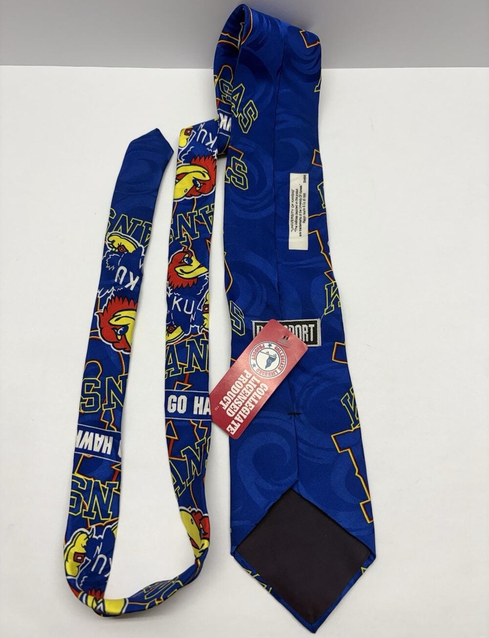 Vintage 1995 Y2K Kansas Jayhawks Necktie Licensed NCAA College Tie NWT